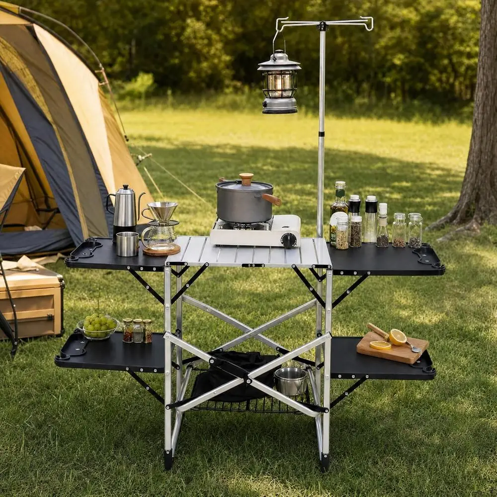 Outdoor Camping Kitchen Table - طاولة مطبخ محمولة للاستخدام الخارجي مع