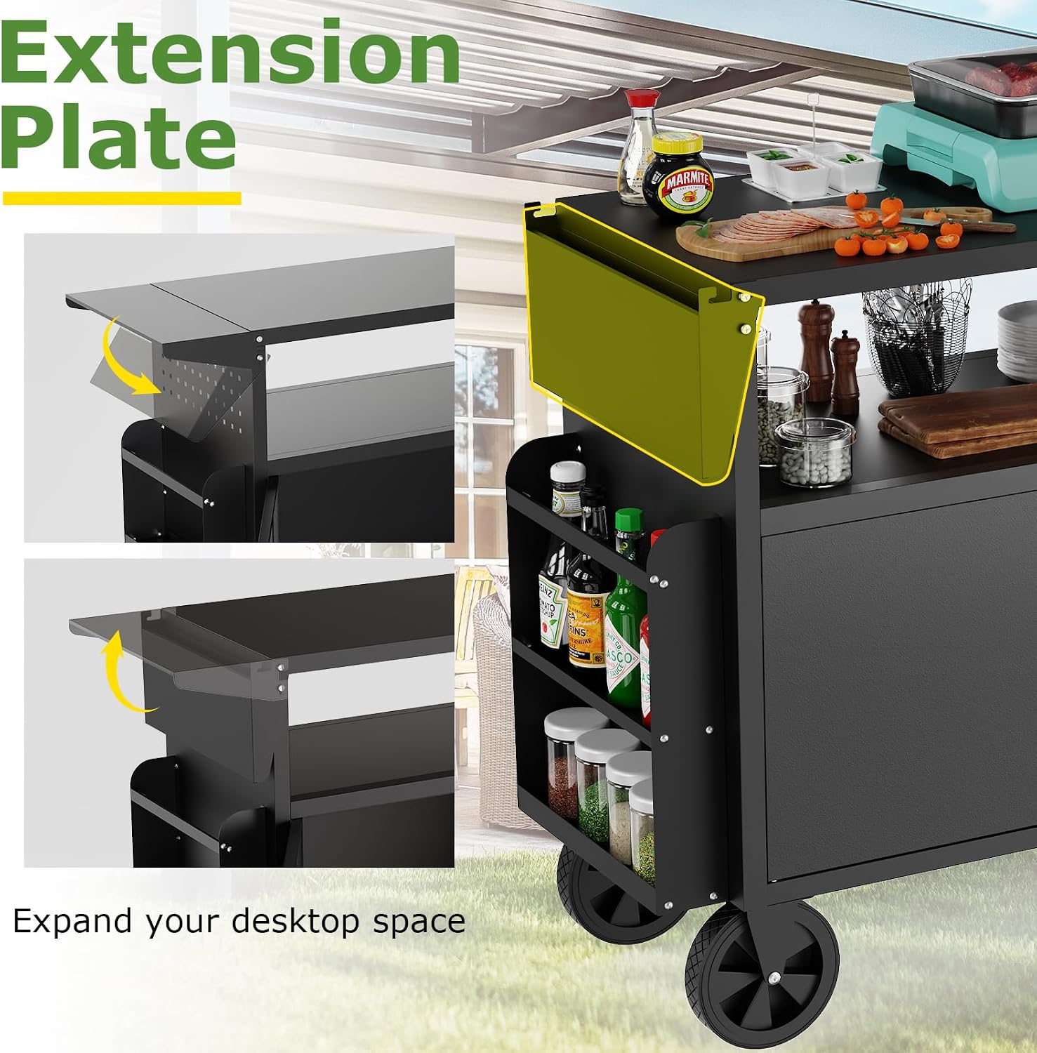عربة شواء خارجية مع طاولة تخزي - مراجعة Outdoor Camping Kitchen وسعره