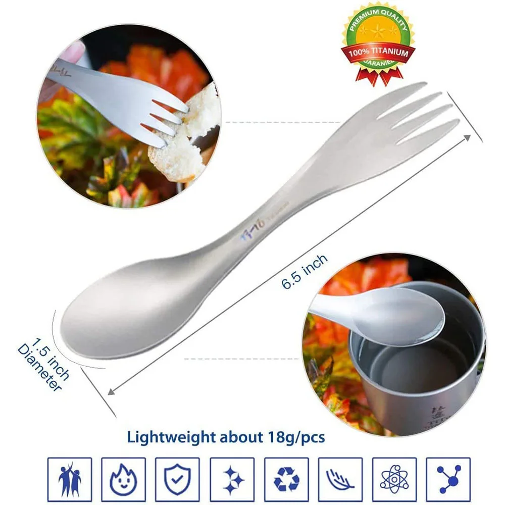 التيتانيوم سبورك 2 في 1 ملعقة  - مراجعة Outdoor Camping Cooking Equipment وسعره