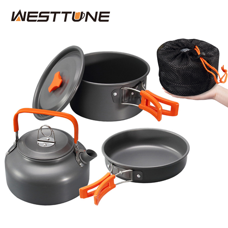 WESTTUNE التخييم طقم حلل استان - مراجعة Outdoor Camping Cooking Equipment وسعره