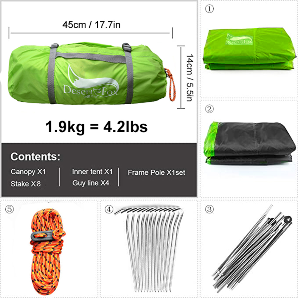 الصحراء والثعلب 2 شخص خيمة خفي - مراجعة Outdoor Camping Dome وسعره