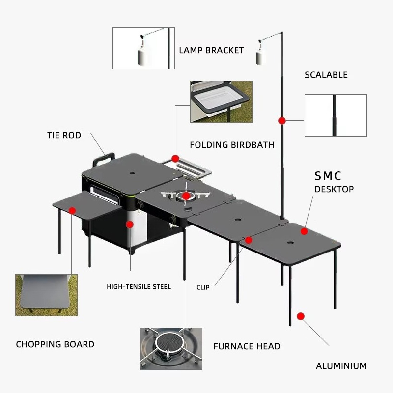صندوق مطبخ محمول عالي الجودة ل - مراجعة Outdoor Camping Kitchen Table وسعره