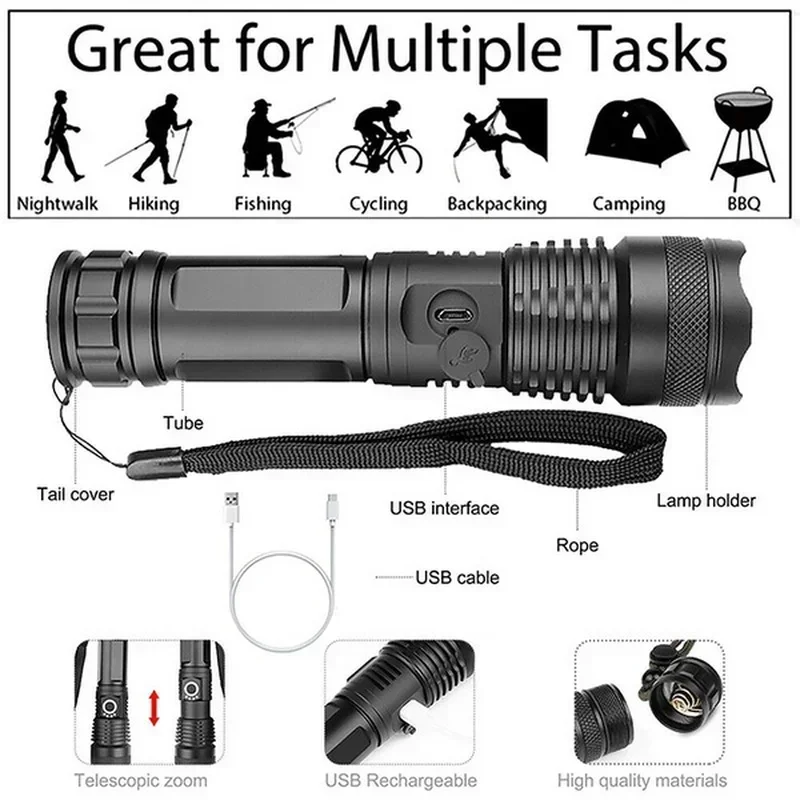 عالية الطاقة XHP70 مصباح ليد ج - مراجعة Outdoor Camping Adventure Lamp وسعره